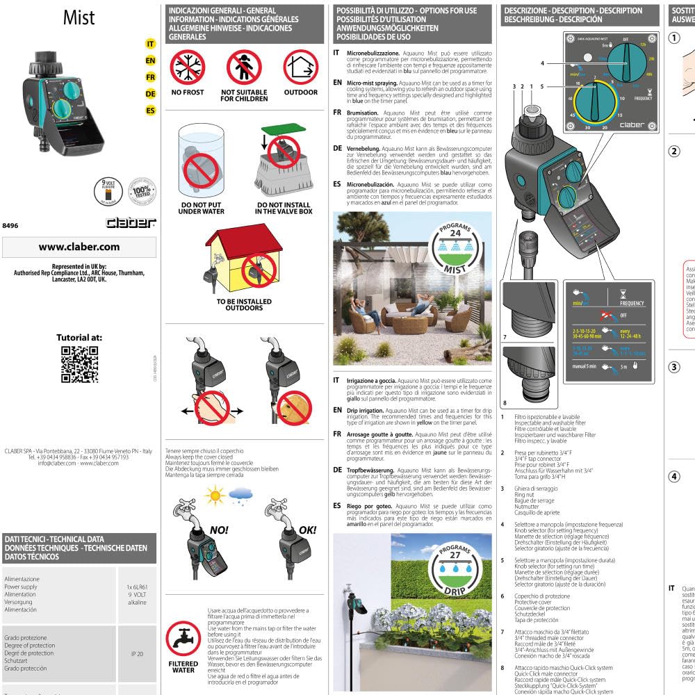 claber-happy-fresh-evolution-12-m-con-aquauno-mist-kit-de-micronebulizaci-n image 5