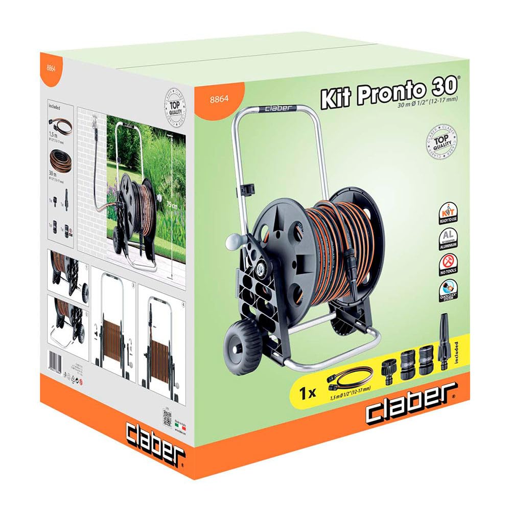claber-kit-pronto-30-carro-portamanguera-aluminio-con-manguera-30-m-y-lanza image 3