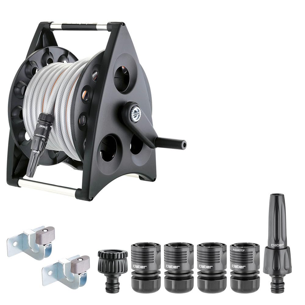 claber-kiros-kit-enrollador-aluminio-con-manguera-20-m-1-2-y-lanza image 2